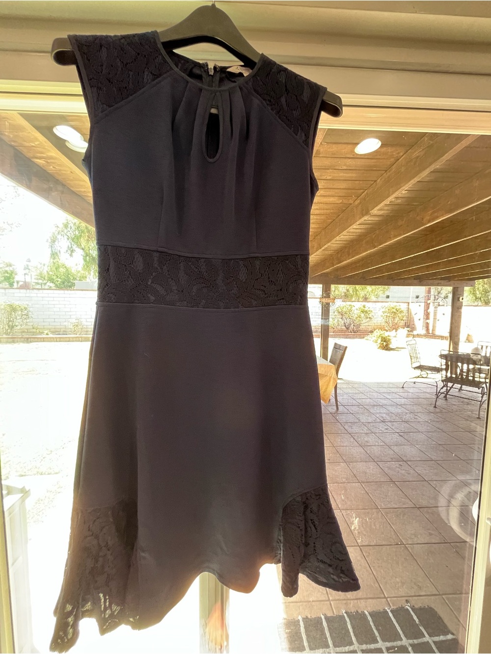 Nanette Lepore Black Lace-Trim Midi Dress